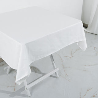 Create a Sophisticated and Refined Atmosphere with a White Seamless 54"x54" Cotton Linen Square Tablecloth