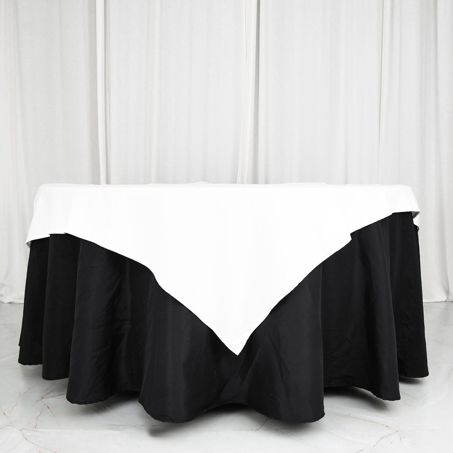 54 inches White Square 100% Cotton Linen Table Overlay Tablecloth | Washable
