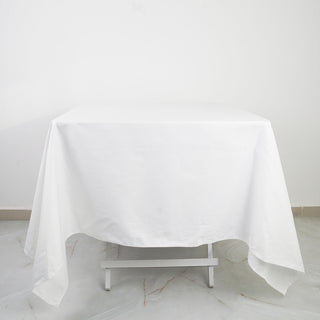 Elevate Your Event with the 70" White Square Cotton Linen Seamless Tablecloth