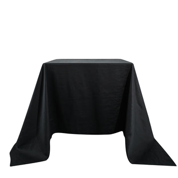 90" Black Square 100% Cotton Linen Seamless Tablecloth Washable