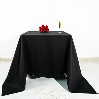 Black Square 100% Cotton Linen Seamless Tablecloth | Washable