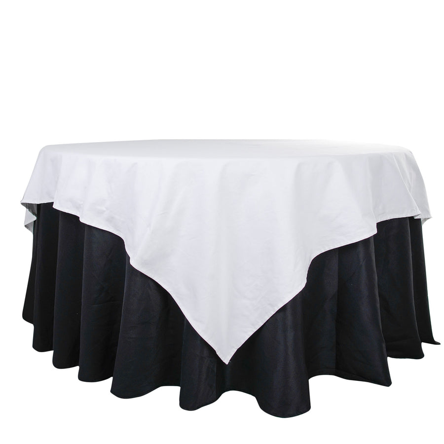 90inch White Square 100% Cotton Linen Table Overlay Tablecloth | Washable
