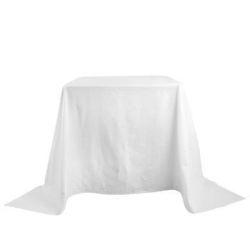 90" White Square 100% Cotton Linen Seamless Tablecloth Washable