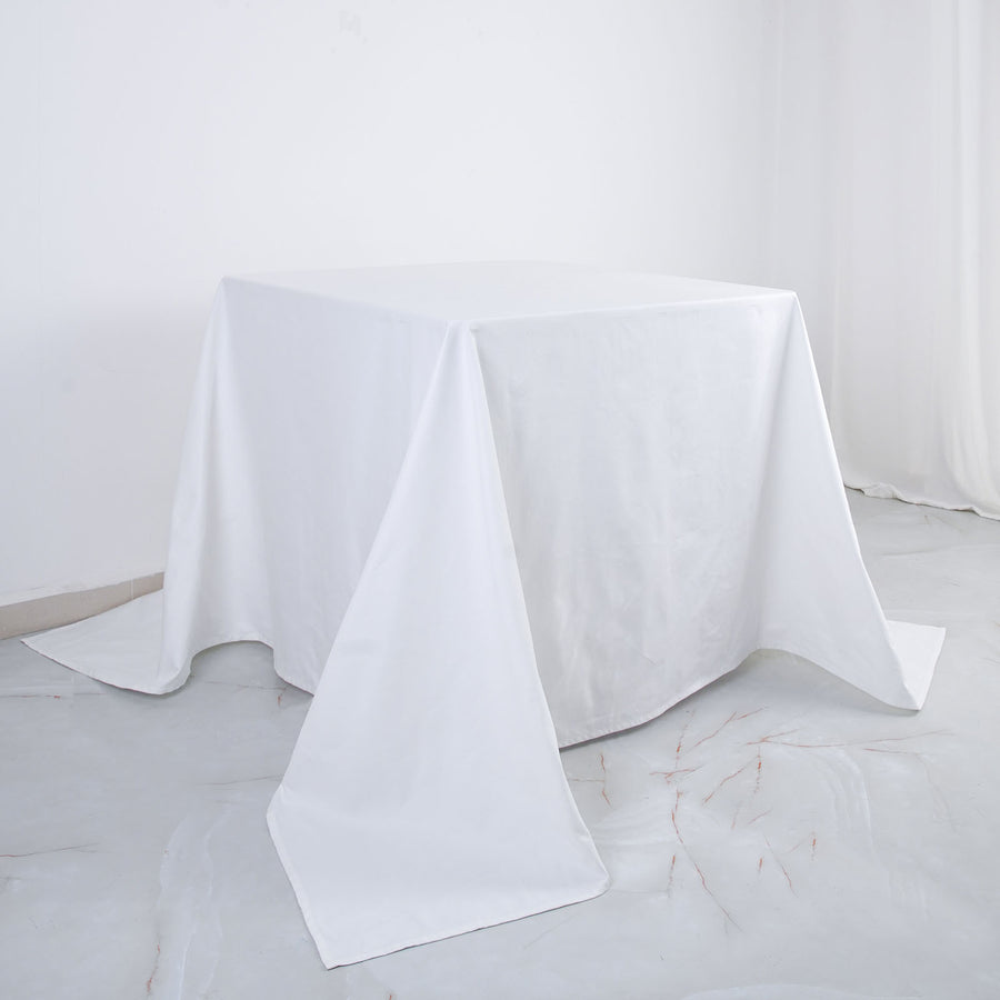 90inch White Square 100% Cotton Linen Seamless Tablecloth | Washable