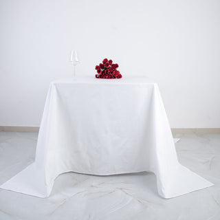 Elevate Your Event Decor with the 90" White Square Tablecloth