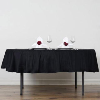 Black Round 100% Cotton Linen Seamless Tablecloth