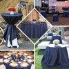 120" Premium Dark Blue Faux Denim Polyester Round Tablecloth