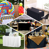 4FT Black Fitted Polyester Rectangular Table Cover