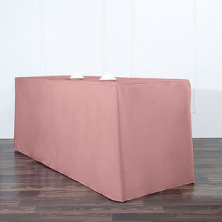 Add Elegance to Your Event with the Dusty Rose Fitted Polyester Rectangular Table Cover