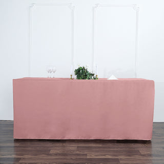 Enhance Your Event Decor with the Dusty Rose Fitted Polyester Rectangular Table Cover
