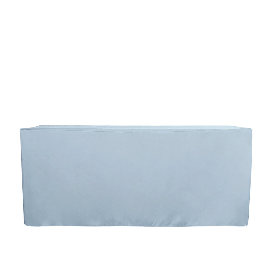 6FT Dusty Blue Fitted Polyester Rectangular Table Cover
