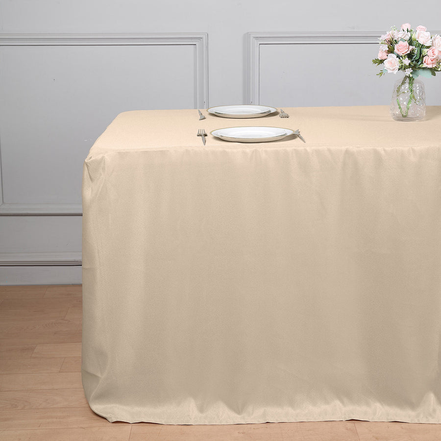 6ft Nude Fitted Polyester Rectangular Table Cover
