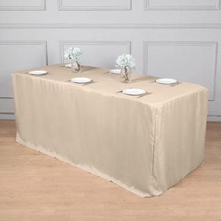 Create a Stunning Event with the 6ft Nude Fitted Polyester Rectangular Table Cover