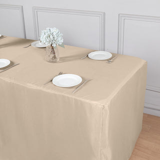 Elegant and Versatile 6ft Nude Fitted Polyester Rectangular Table Cover