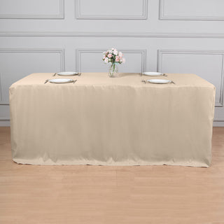 Elegant and Versatile 6ft Nude Fitted Polyester Rectangular Table Cover