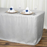 6FT Fitted SILVER Wholesale Polyester Table Cover Wedding Banquet Event Tablecloth