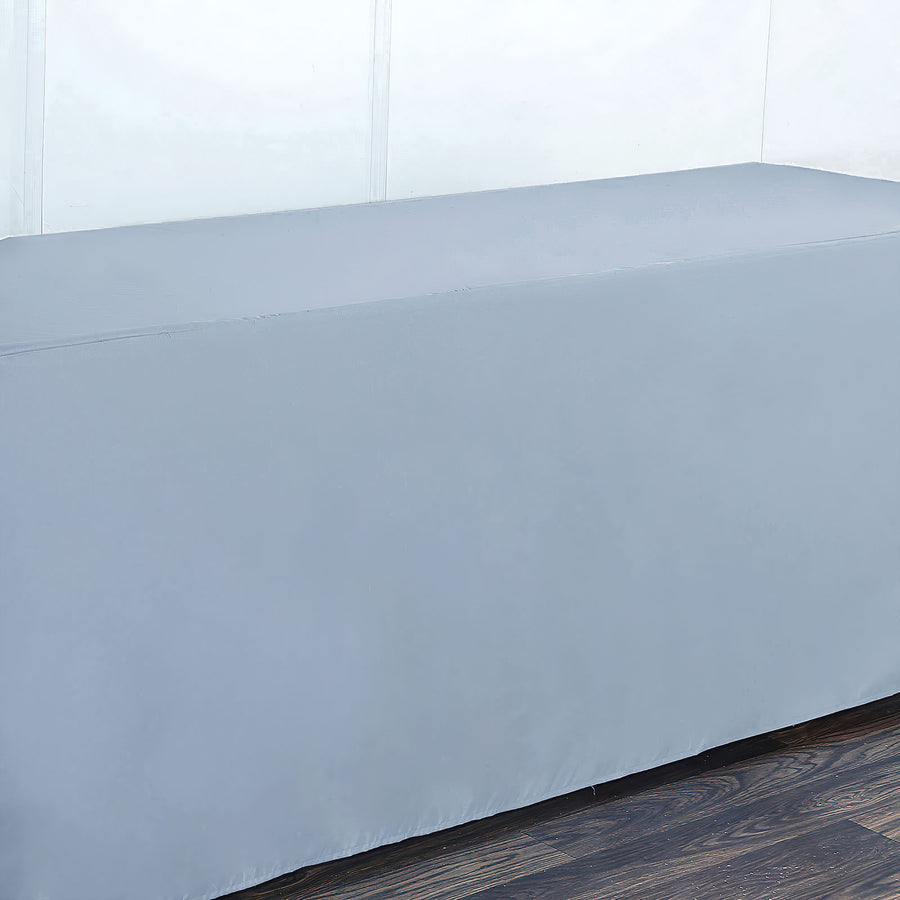 8FT Dusty Blue Fitted Polyester Rectangular Table Cover