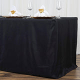 8FT Fitted BLACK Wholesale Polyester Table Cover Wedding Banquet Event Tablecloth