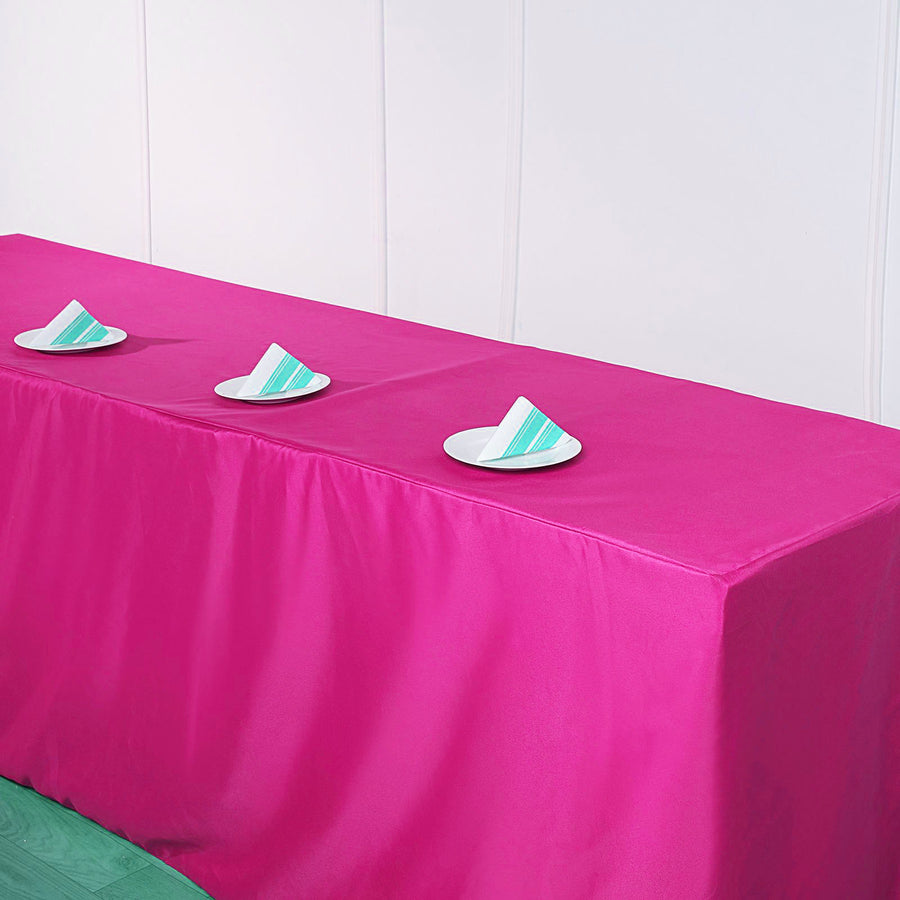 8FT Fuchsia Fitted Polyester Rectangular Table Cover