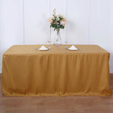 8FT Gold Fitted Polyester Rectangular Table Cover