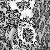 90 inch x132 inch Black Rectangle Flocking Damask Tablecloth#whtbkgd