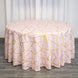 120inch Blush/Rose Gold Round Polyester Tablecloth With Gold Foil Geometric Pattern
