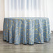 120inch Dusty Blue Round Polyester Tablecloth With Gold Foil Geometric Pattern
