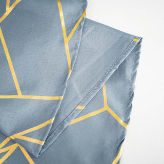 Make a Statement with the Dusty Blue Tablecloth and Gold Foil Geometric Pattern