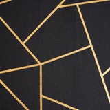 120inch Black Round Polyester Tablecloth With Gold Foil Geometric Pattern#whtbkgd