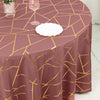 120inch Cinnamon Rose Round Polyester Tablecloth With Gold Foil Geometric Pattern