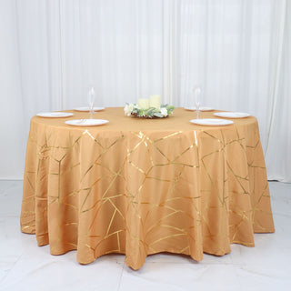 Elegant Gold Seamless Round Polyester Tablecloth for Stunning Event Décor