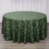 120inch Hunter Emerald Green Round Polyester Tablecloth With Gold Foil Geometric Pattern