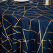 120inch Navy Blue Round Polyester Tablecloth With Gold Foil Geometric Pattern
