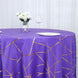 120inch Purple Round Polyester Tablecloth With Gold Foil Geometric Pattern