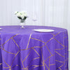 120inch Purple Round Polyester Tablecloth With Gold Foil Geometric Pattern