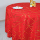 120inch Red Round Polyester Tablecloth With Gold Foil Geometric Pattern
