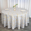 120inch Silver Round Polyester Tablecloth With Gold Foil Geometric Pattern