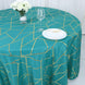 120inch Teal Round Polyester Tablecloth With Gold Foil Geometric Pattern
