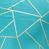 120inch Teal Round Polyester Tablecloth With Gold Foil Geometric Pattern#whtbkgd