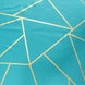 120inch Teal Round Polyester Tablecloth With Gold Foil Geometric Pattern#whtbkgd