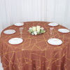 120inch Terracotta Round Polyester Tablecloth With Gold Foil Geometric Pattern