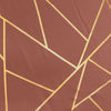 120inch Terracotta Round Polyester Tablecloth With Gold Foil Geometric Pattern#whtbkgd