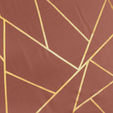 Terracotta (Rust) Seamless Round Polyester Tablecloth With Gold Foil Geometric Pattern#whtbkgd
