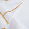 120inch White Round Polyester Tablecloth With Gold Foil Geometric Pattern