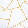 120inch White Round Polyester Tablecloth With Gold Foil Geometric Pattern#whtbkgd