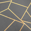 54inch x 54inch Charcoal Gray Polyester Square Tablecloth With Gold Foil Geometric Pattern#whtbkgd