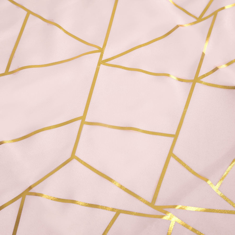54x54 inch Polyester Square Tablecloth With Gold Foil Geometric Pattern - Blush | Rose Gold#whtbkgd