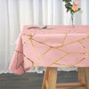 54inch x 54inch Dusty Rose Polyester Square Tablecloth With Gold Foil Geometric Pattern