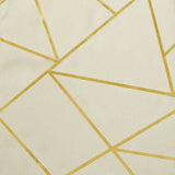 54inch x 54inch Beige Polyester Square Overlay With Gold Foil Geometric Pattern#whtbkgd