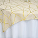 54inch x 54inch Beige Polyester Square Overlay With Gold Foil Geometric Pattern